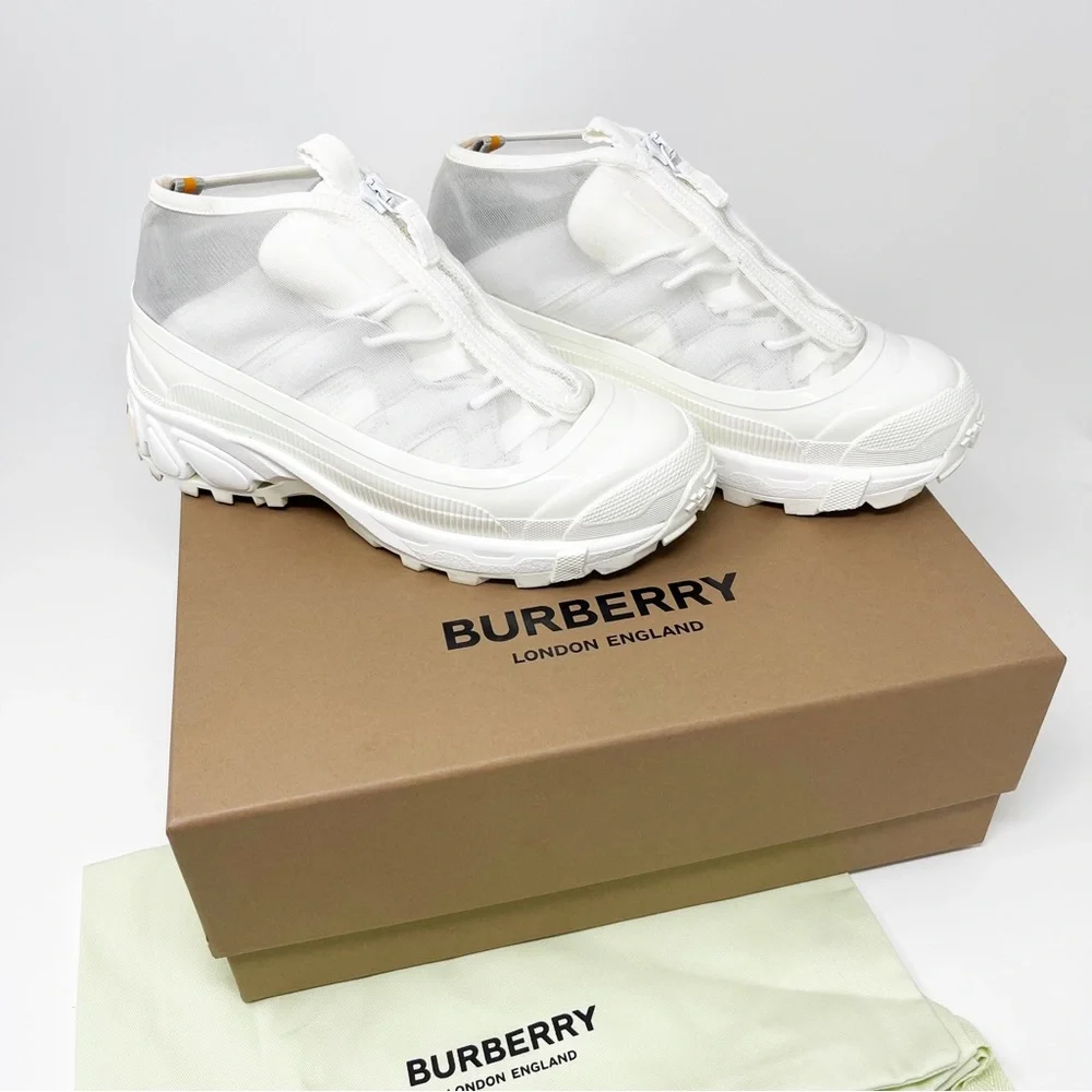 Burberry Arthur White Mesh Low Top Sneakers Chunky Shoes Made In Italy Size 37 - Picture 1 of 15